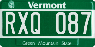 VT license plate RXQ087
