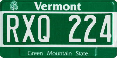 VT license plate RXQ224