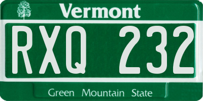 VT license plate RXQ232