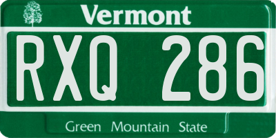 VT license plate RXQ286