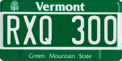 VT license plate RXQ300