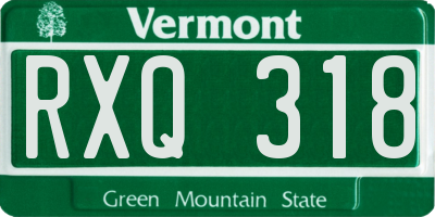 VT license plate RXQ318