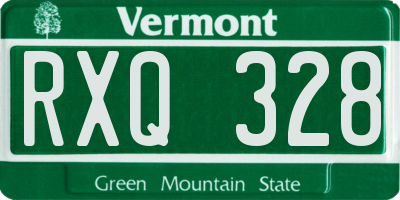 VT license plate RXQ328