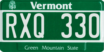 VT license plate RXQ330