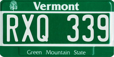 VT license plate RXQ339
