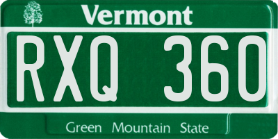 VT license plate RXQ360