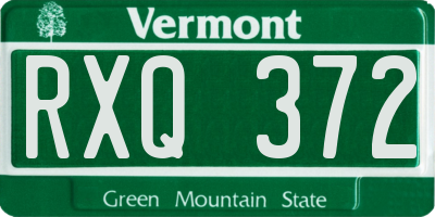VT license plate RXQ372