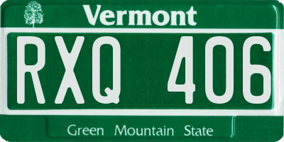 VT license plate RXQ406