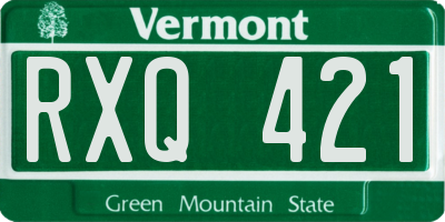 VT license plate RXQ421