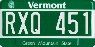 VT license plate RXQ451