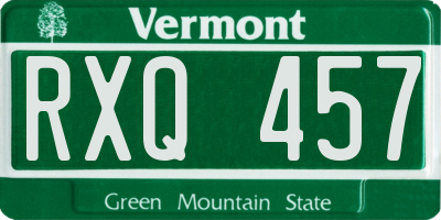 VT license plate RXQ457