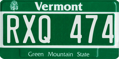 VT license plate RXQ474