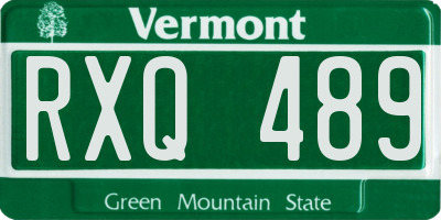 VT license plate RXQ489