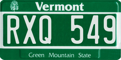 VT license plate RXQ549