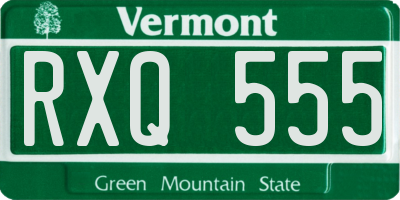 VT license plate RXQ555