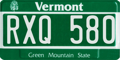 VT license plate RXQ580