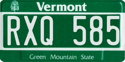 VT license plate RXQ585