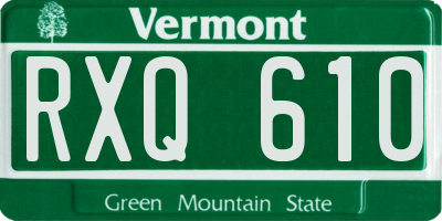 VT license plate RXQ610