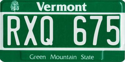 VT license plate RXQ675