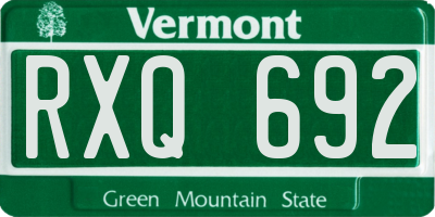 VT license plate RXQ692
