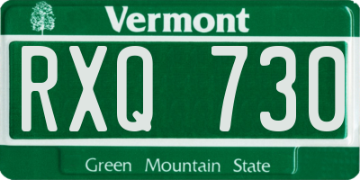 VT license plate RXQ730