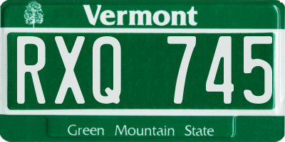 VT license plate RXQ745