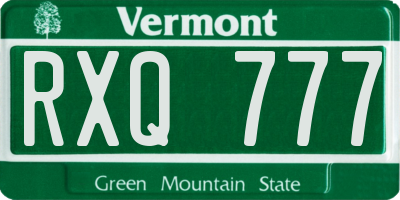 VT license plate RXQ777