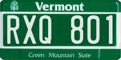 VT license plate RXQ801