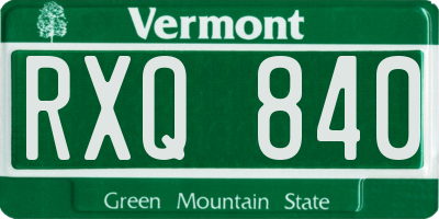 VT license plate RXQ840