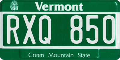 VT license plate RXQ850