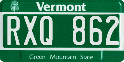 VT license plate RXQ862
