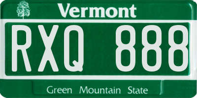VT license plate RXQ888