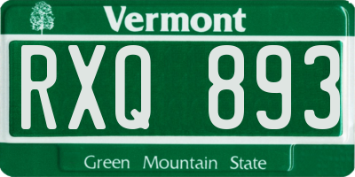 VT license plate RXQ893