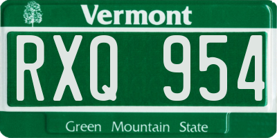 VT license plate RXQ954