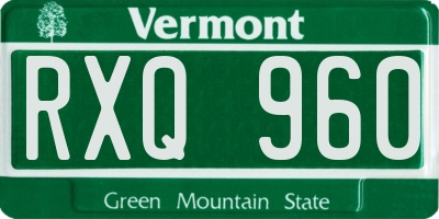 VT license plate RXQ960
