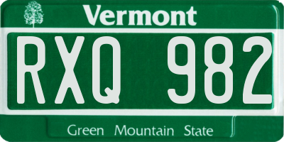 VT license plate RXQ982