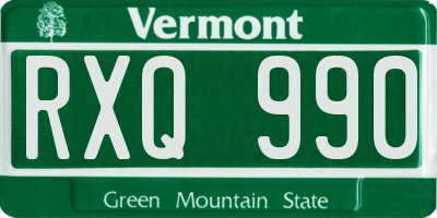 VT license plate RXQ990
