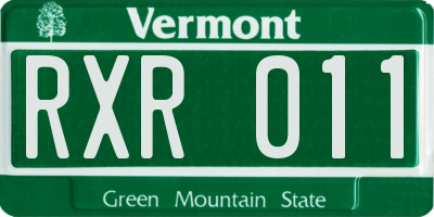 VT license plate RXR011