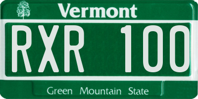 VT license plate RXR100