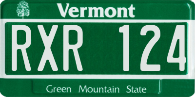 VT license plate RXR124