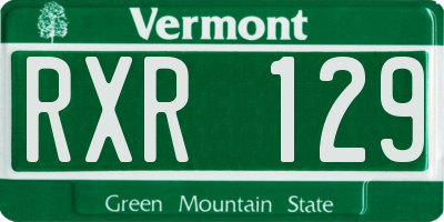 VT license plate RXR129