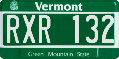 VT license plate RXR132