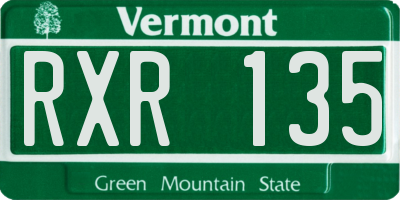 VT license plate RXR135