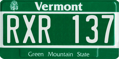 VT license plate RXR137