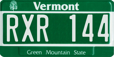 VT license plate RXR144
