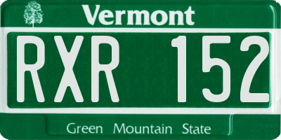 VT license plate RXR152