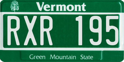 VT license plate RXR195