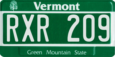 VT license plate RXR209