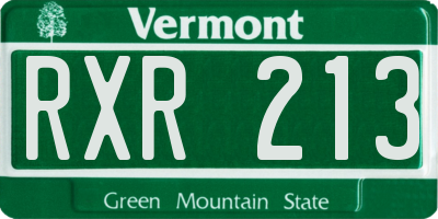 VT license plate RXR213