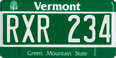 VT license plate RXR234